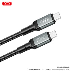 XO NB-Q264B Καλώδιο Μεταφοράς Δεδομένων Type-C to Type-C 240W High Power 2m