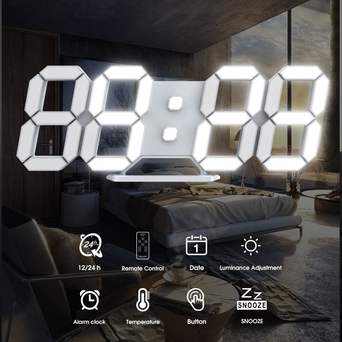 Digital Alarm Clock EDUP EH-LED1302 Night Light