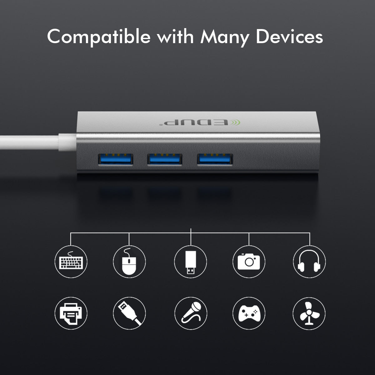 Σταθμός σύνδεσης 4 σε 1 EDUP EP-9801 10/100/1000Mbps Type-C LAN USB 3.0