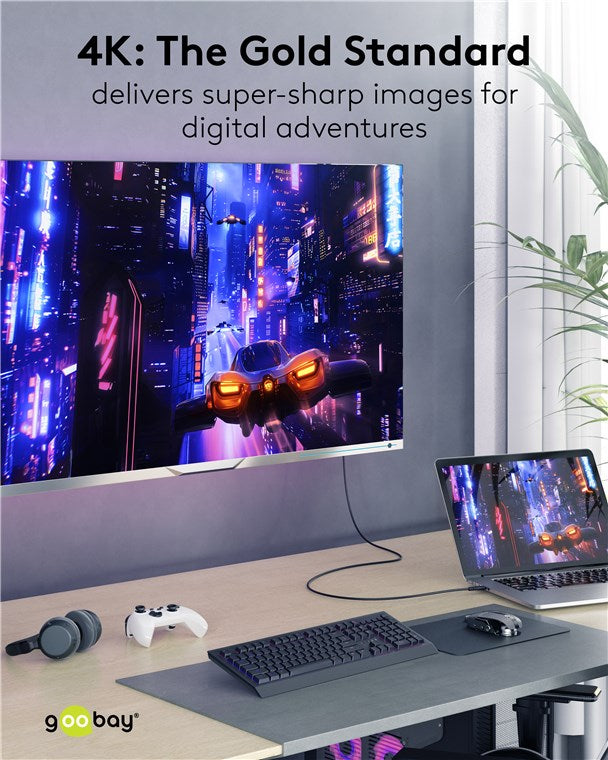 Goobay Καλώδιο HDMI Ethernet Υψηλής Ταχύτητας 4K/60Hz 18Gbit/s Μαύρο 1,5m 80102