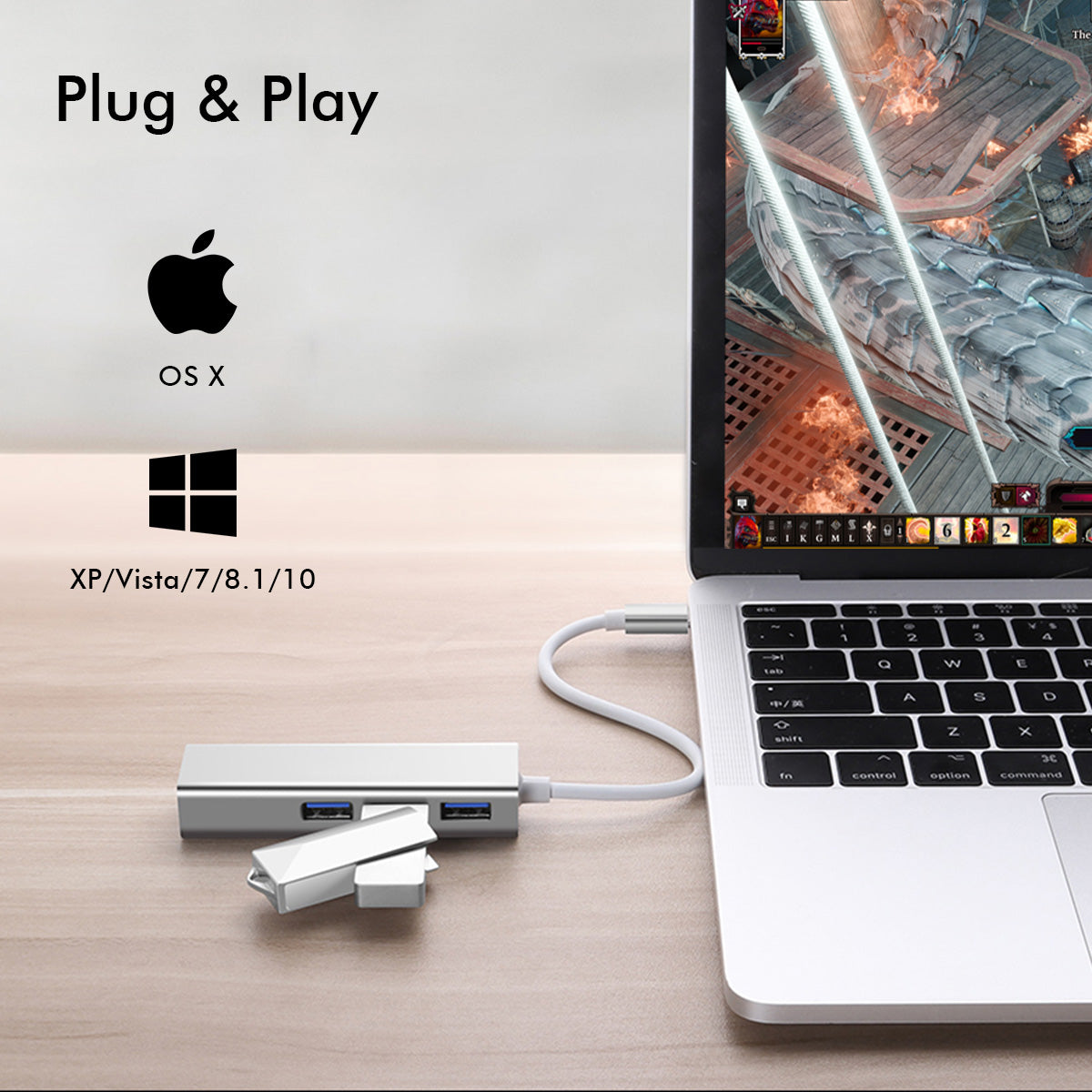 Σταθμός σύνδεσης 4 σε 1 EDUP EP-9801 10/100/1000Mbps Type-C LAN USB 3.0