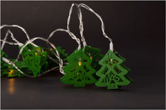 Entac Christmas Lights Indoor Wooden Green Trees 10 LED Warm 1.65m