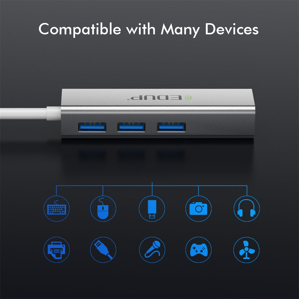 EDUP Αντάπτορας EP-9606 10/100/1000Mbps USB3.0 LAN + Θύρα USB 3.0