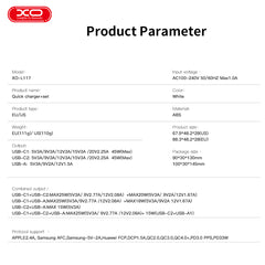 XO L117 (EU) PD45W/QC18W Φορτιστής Γρήγορης Φόρτισης με Micro