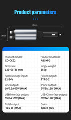XO CC62 Smart Μεταλλικός 4 σε 1 Retractable Φορτιστής Αυτοκινήτου