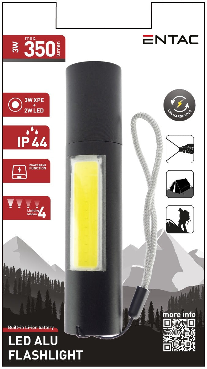 Entac Rechargeable Flashlight 3W 1200mAh (PowerBank)