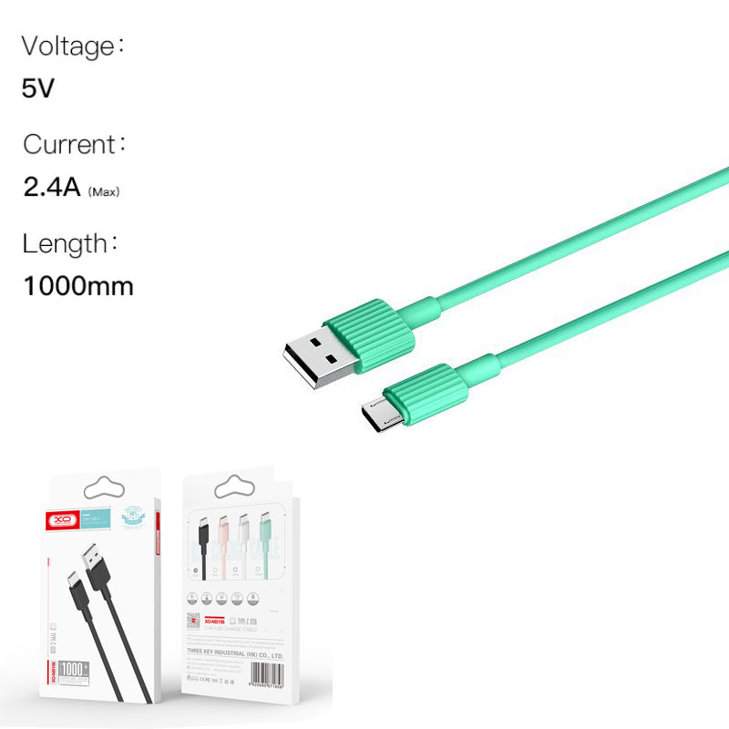 XO NB156 USB Καλώδιο Φόρτισης για Micro Πράσινο