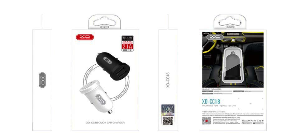 XO CC18 Διπλός USB Φορτιστής Αυτοκινήτου Μαύρος