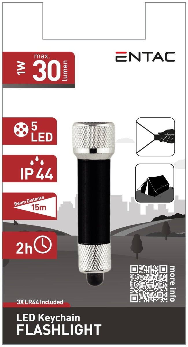 Entac Flashlight 5 LED Keychain Black