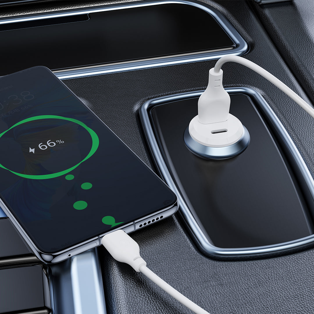 XO CC69 Μικρός Smart Φορτιστής Αυτοκινήτου USB-A & Type-C 30W Λευκός
