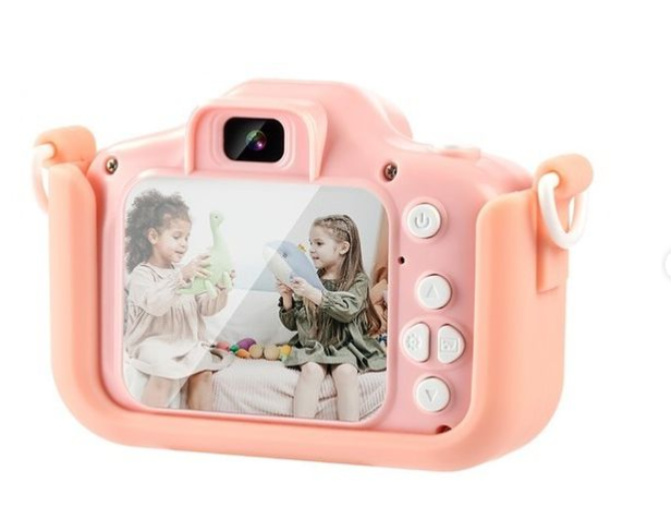 XO XJ01 Children's Camera with Dual Lens and Silicone Case (Pink)