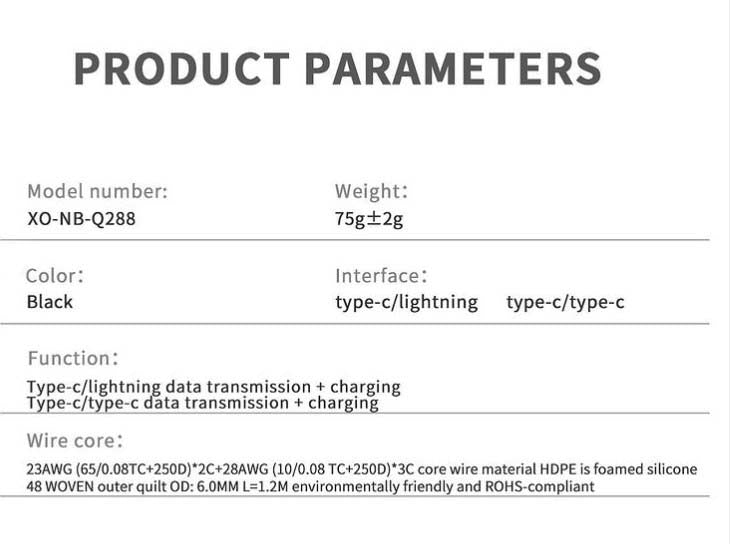 XO NB-Q288A Καλώδιο Αντάπτορας Κράμα Ψευδαργύρου Lightning σε Type-c 27W