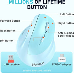 Meetion MT-BTM010R Wireless Mouse Right Ergonomic Blue