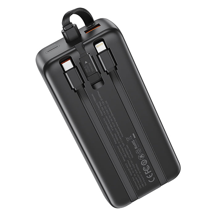 XO PR275 Powerbank 22.5W+20W με 3 Ενσωματωμένα Καλώδια 2x USB-C, 1x Lightning & Ψηφιακή Οθόνη 20.000 mAh