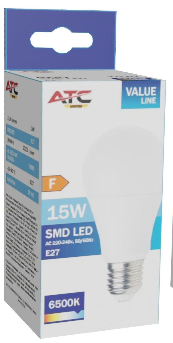 ATC SMD LED Λαμπτήρας A60 230V 15W/1520LM E27 6500K