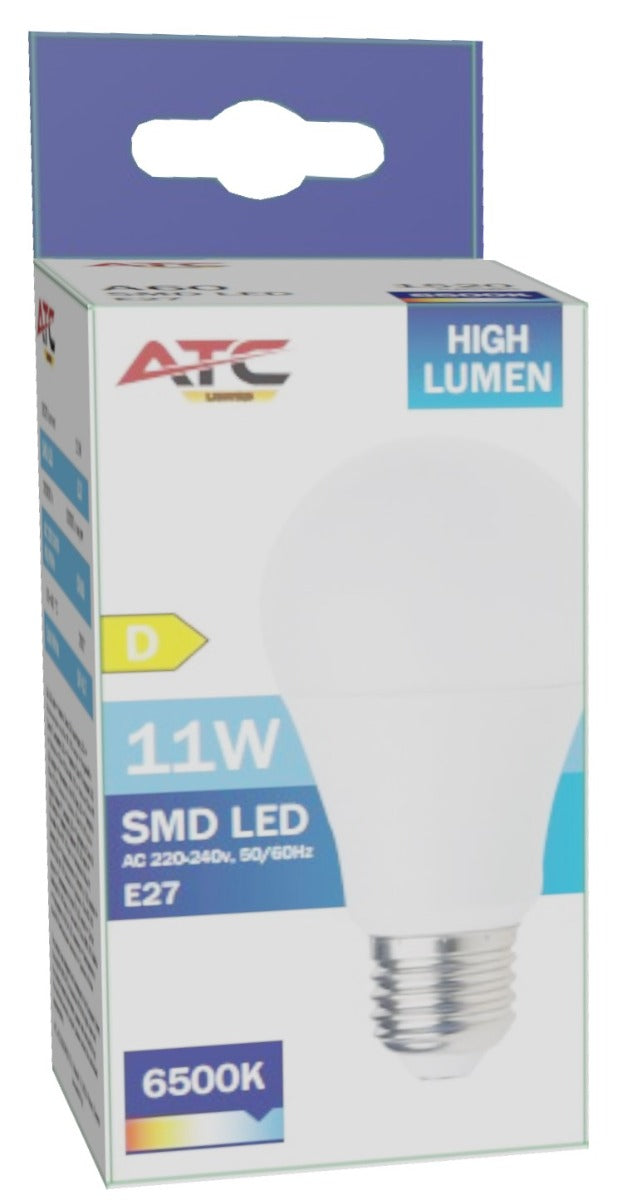 ATC SMD LED High Lumen Λαμπτήρας A60 230V 11W/1520LM E27 6500K