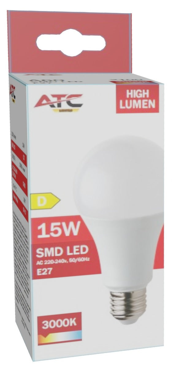 ATC SMD LED High Lumen Λαμπτήρας A60 230V 15W/2100LM E27 3000K