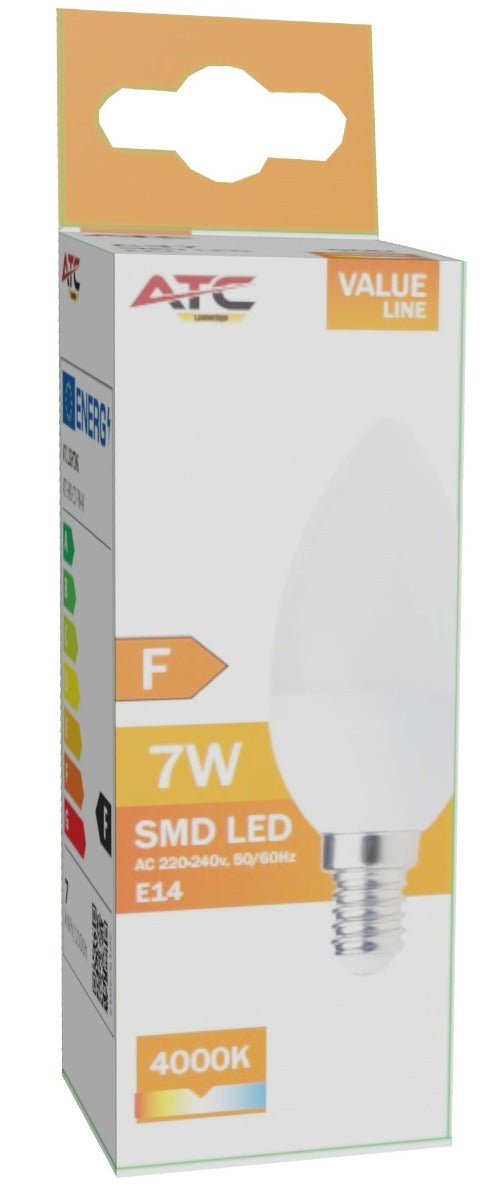 ATC SMD LED Κερί C37 230V 7W/600LM E14 4000K