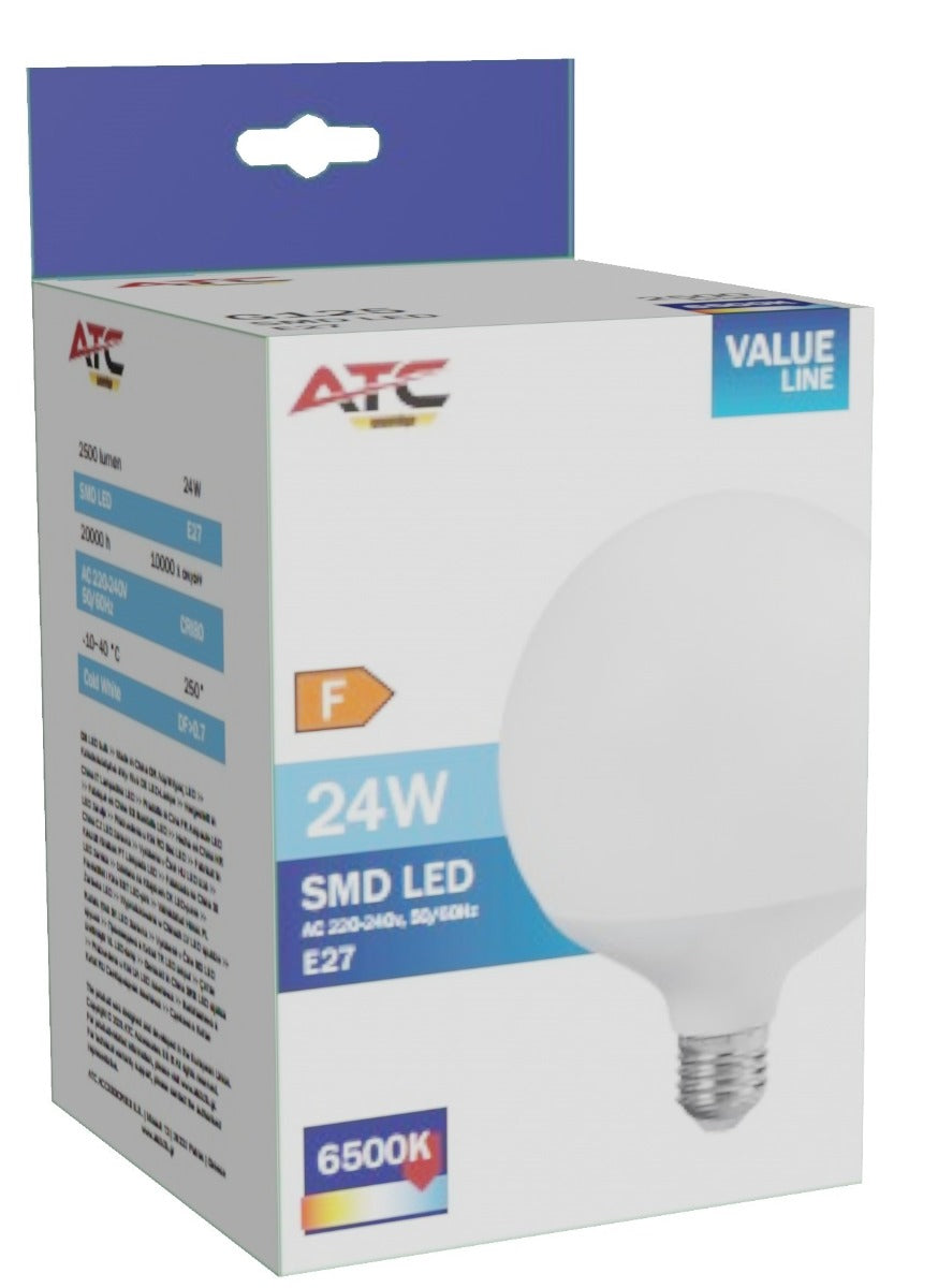 ATC SMD Λαμπτήρας LED Globe G125 230V 24W/2500LM E27 6500K
