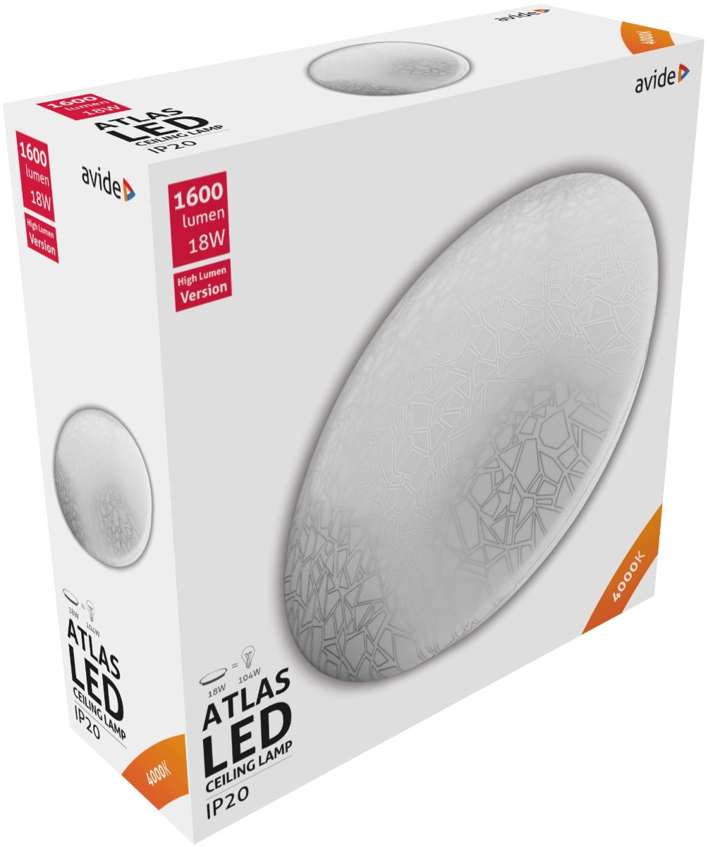Avide LED Μοντέρνα Πλαφονιέρα Οροφής Atlas (Mosaic) 18W 330x100mm Λευκό 4000K