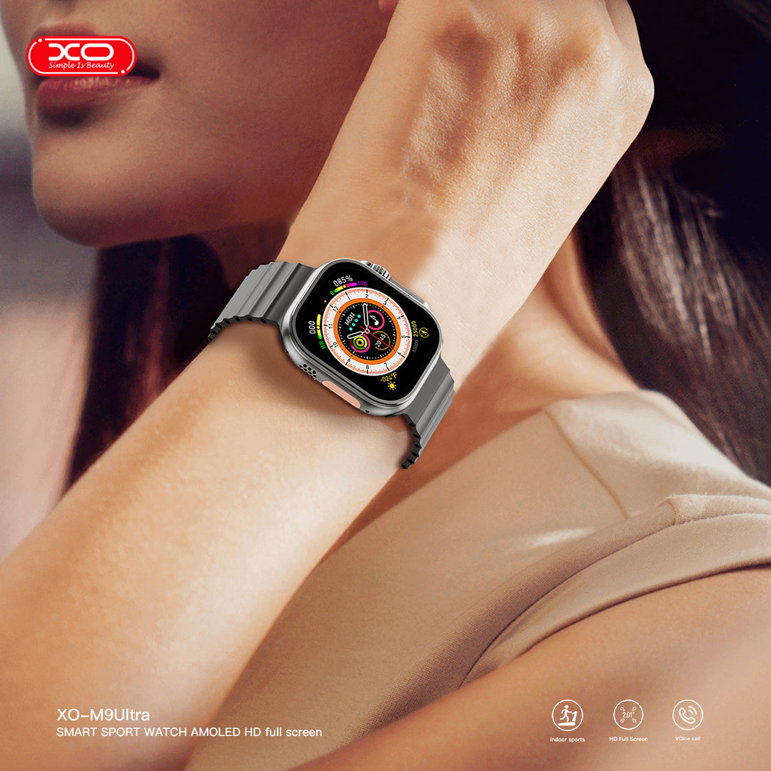 XO M9 Ultra Αθλητικό Smartwatch Κλήσης με Ασύρματη Φόρτιση (Μαύρο)