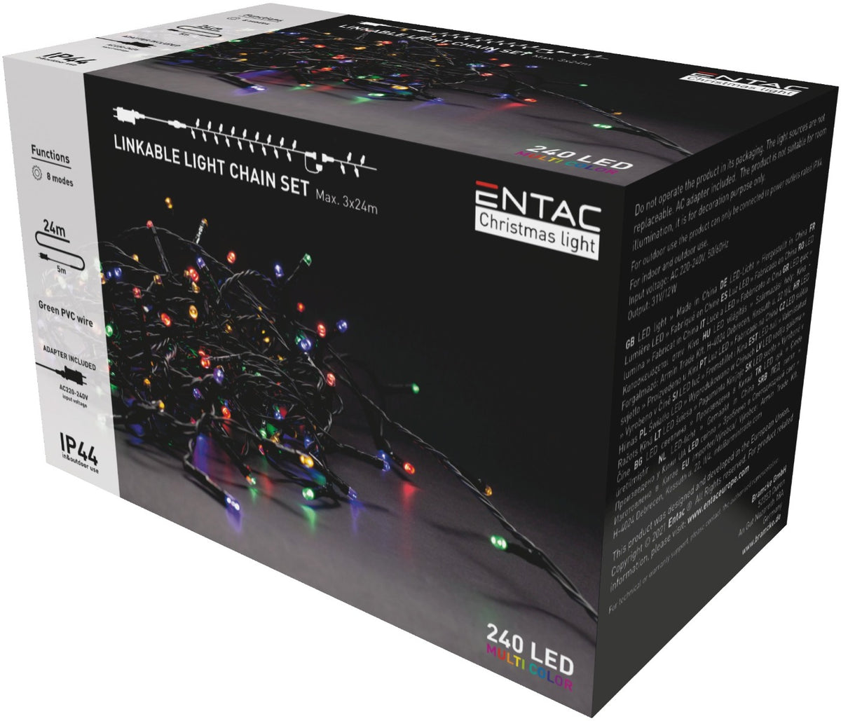 Entac Christmas Lights Extendable IP44 240 LED Multicolor 24m (With Power Supply)