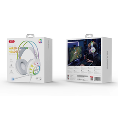 XO GE10 Gaming Ενσύρματα Ακουστικά RGB με Μικρόφωνο Λευκά