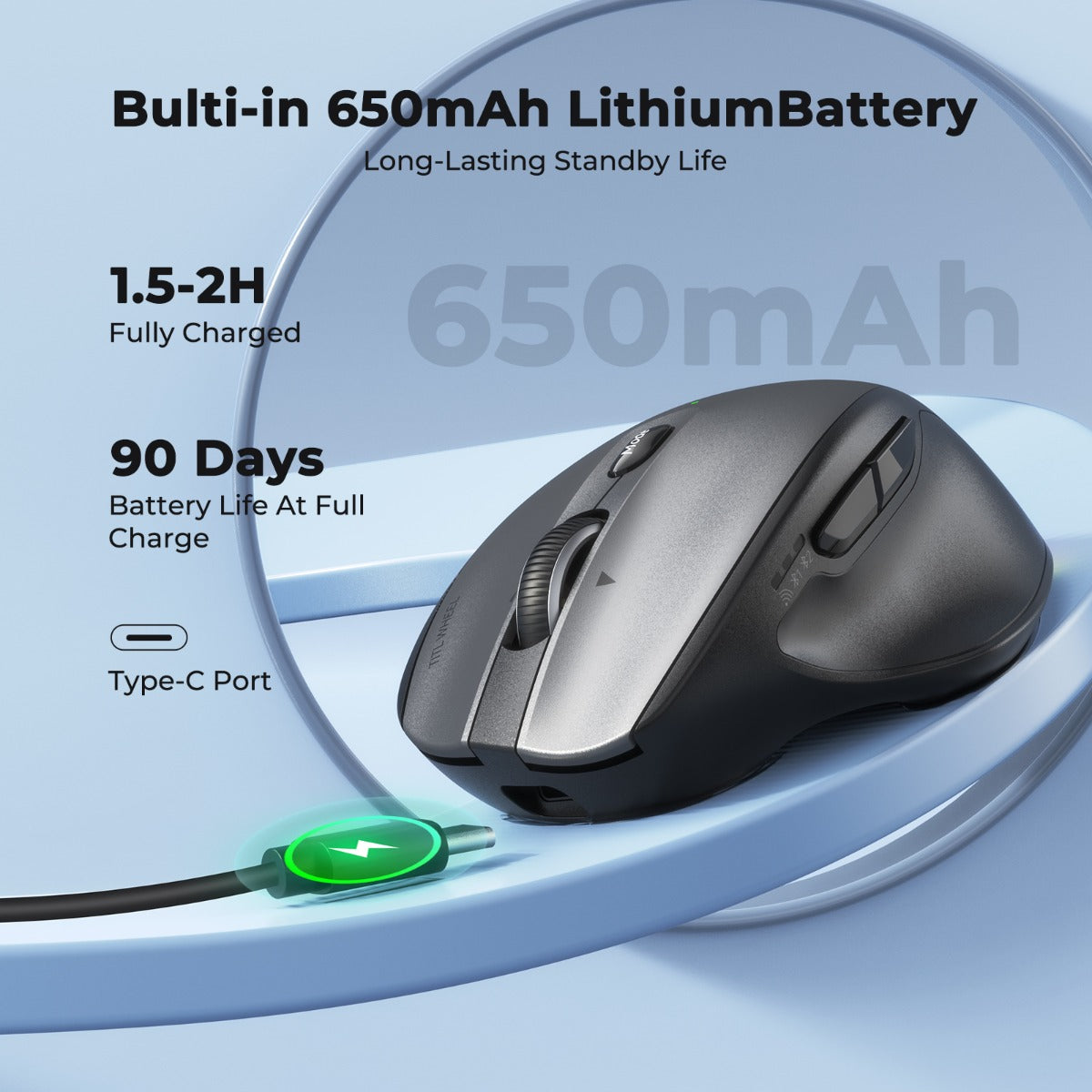 Meetion Ασύρματο Ποντίκι Office MT-BTM007 με Bluetooth & 2.4G Γκρι