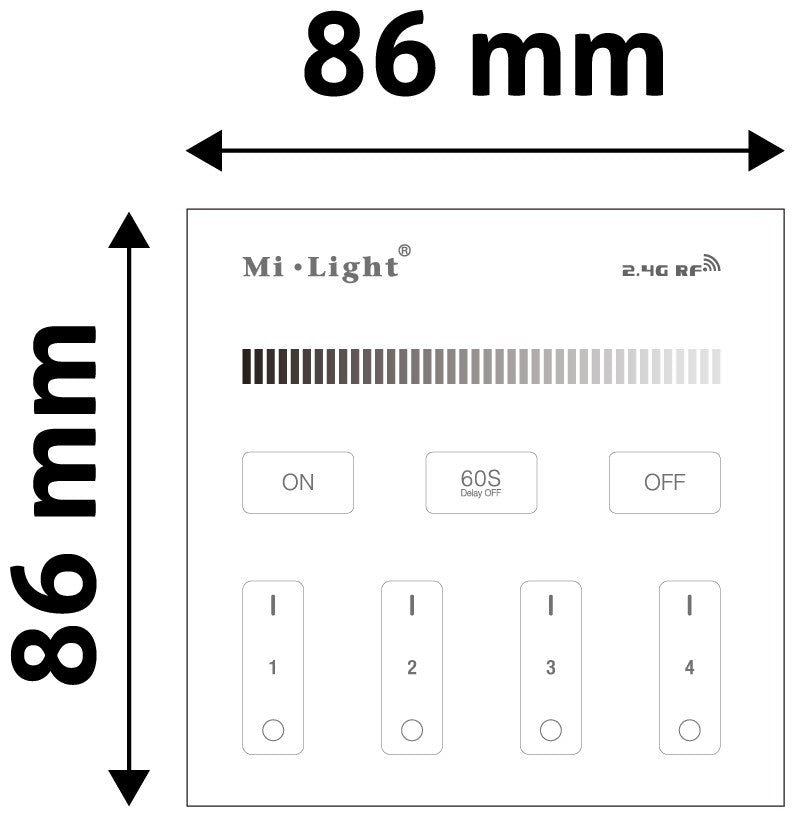 Avide Χωνευτό Πάνελ Αφής RF Χειρισμού LED Ταινίας 12V με Ντίμερ 4 Ζωνών /AC180-240V