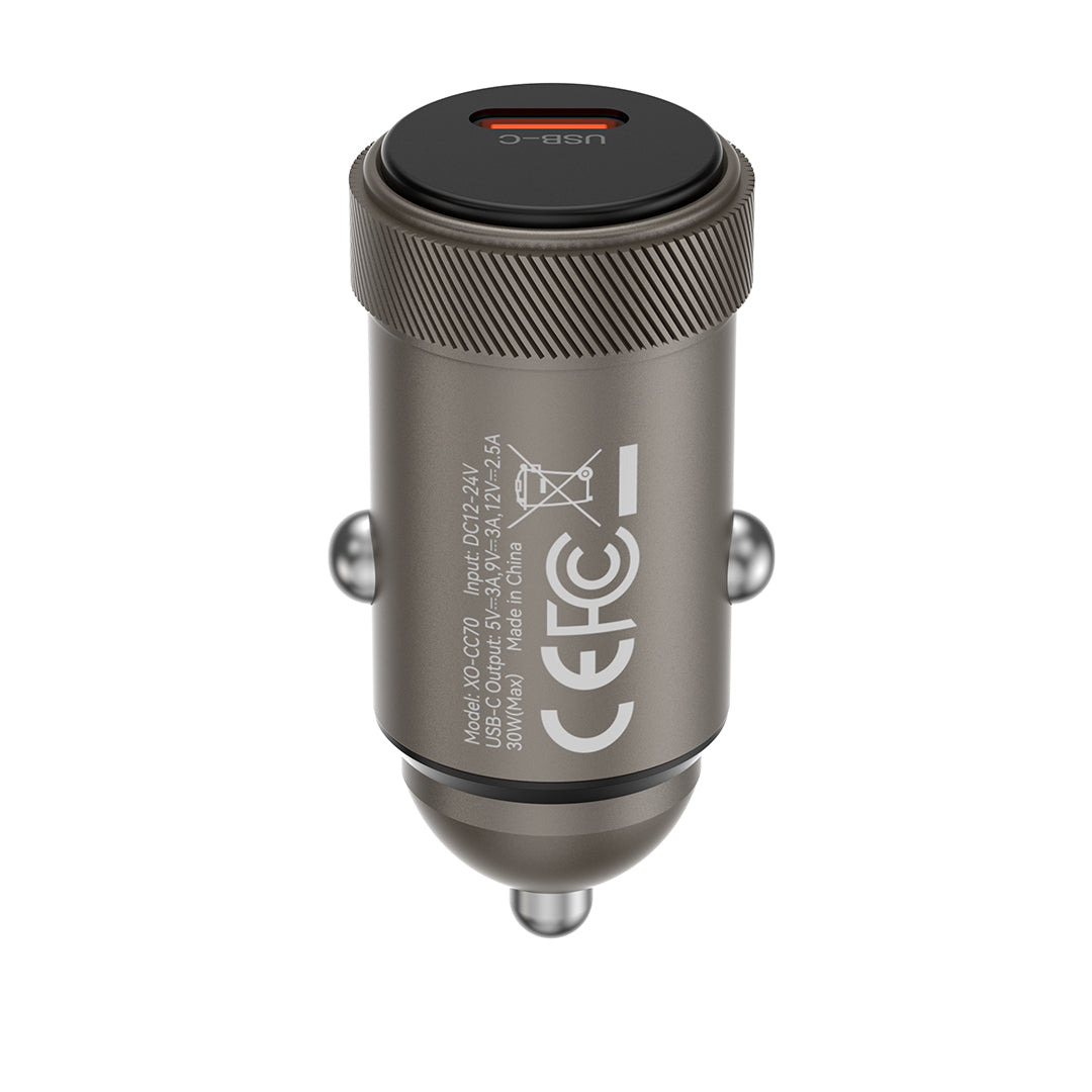 XO CC70 Μίνι Φορτιστής Αυτοκινήτου Μονός PD30W
