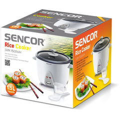 Ατμομάγειρας Ρυζιού Rice Cooker 1,5lt Stainless Steel Sencor SRM 1500WH Λευκό