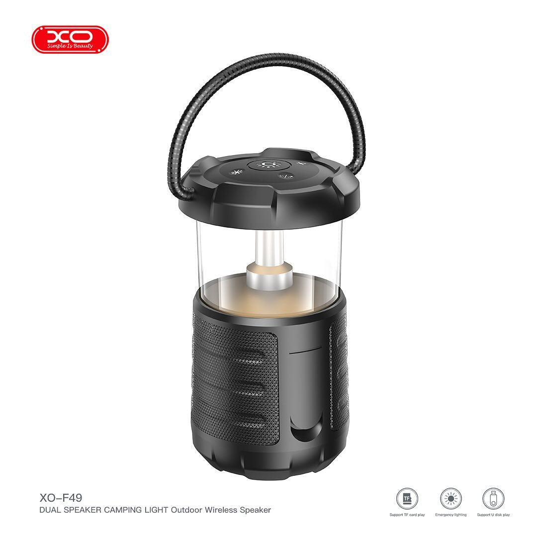 XO F49 Διπλό Ηχείο Speaker & Φως Camping (Μαύρο)