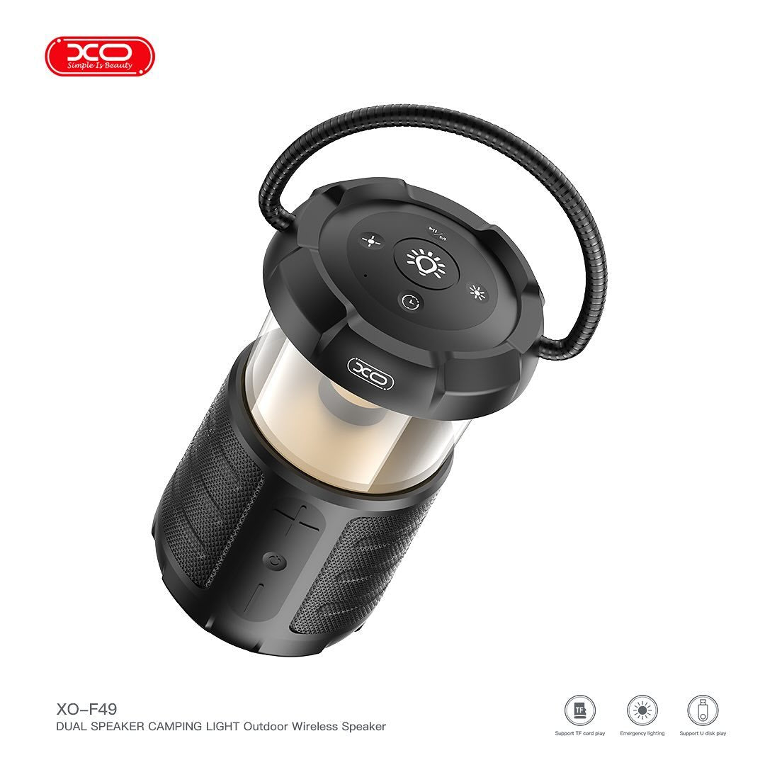 XO F49 Διπλό Ηχείο Speaker & Φως Camping (Μαύρο)