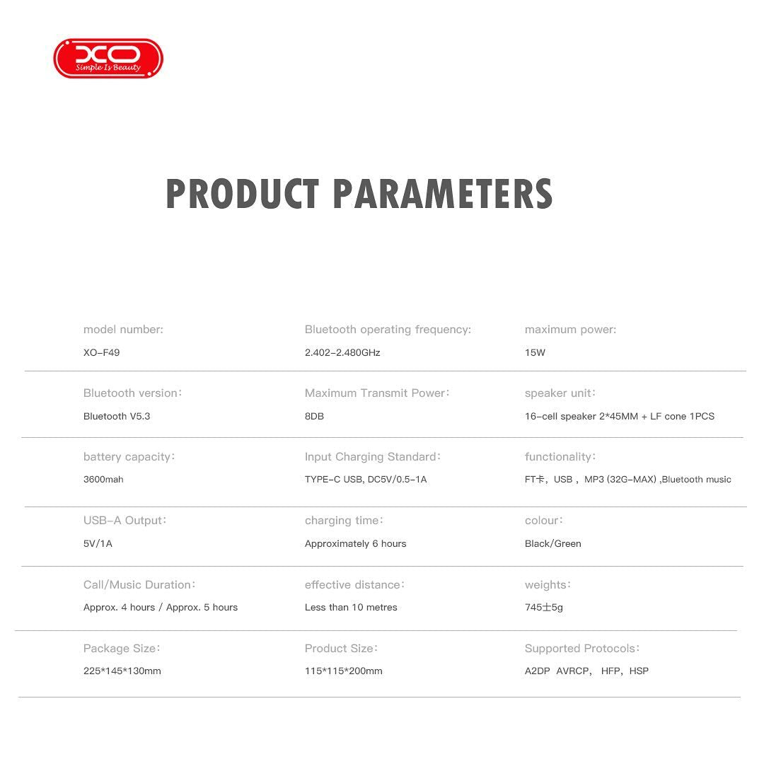 XO F49 Dual Speaker &amp; Camping Light (Green)