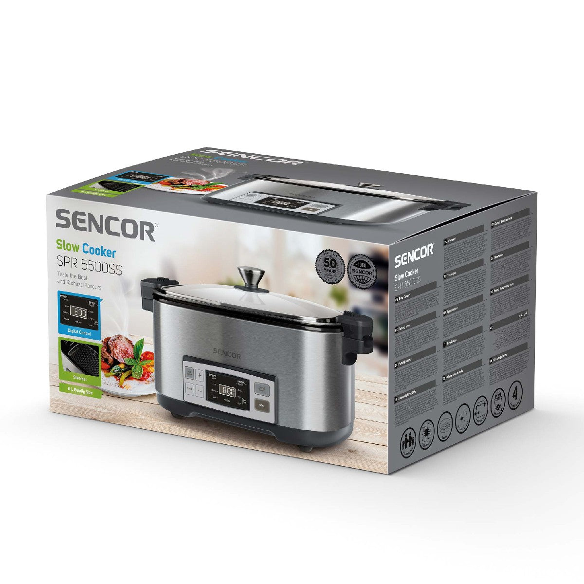 Ηλεκτρική Γάστρα με Χωρητικότητα 6lt 1350W Sencor SPR 5500SS Ασημί