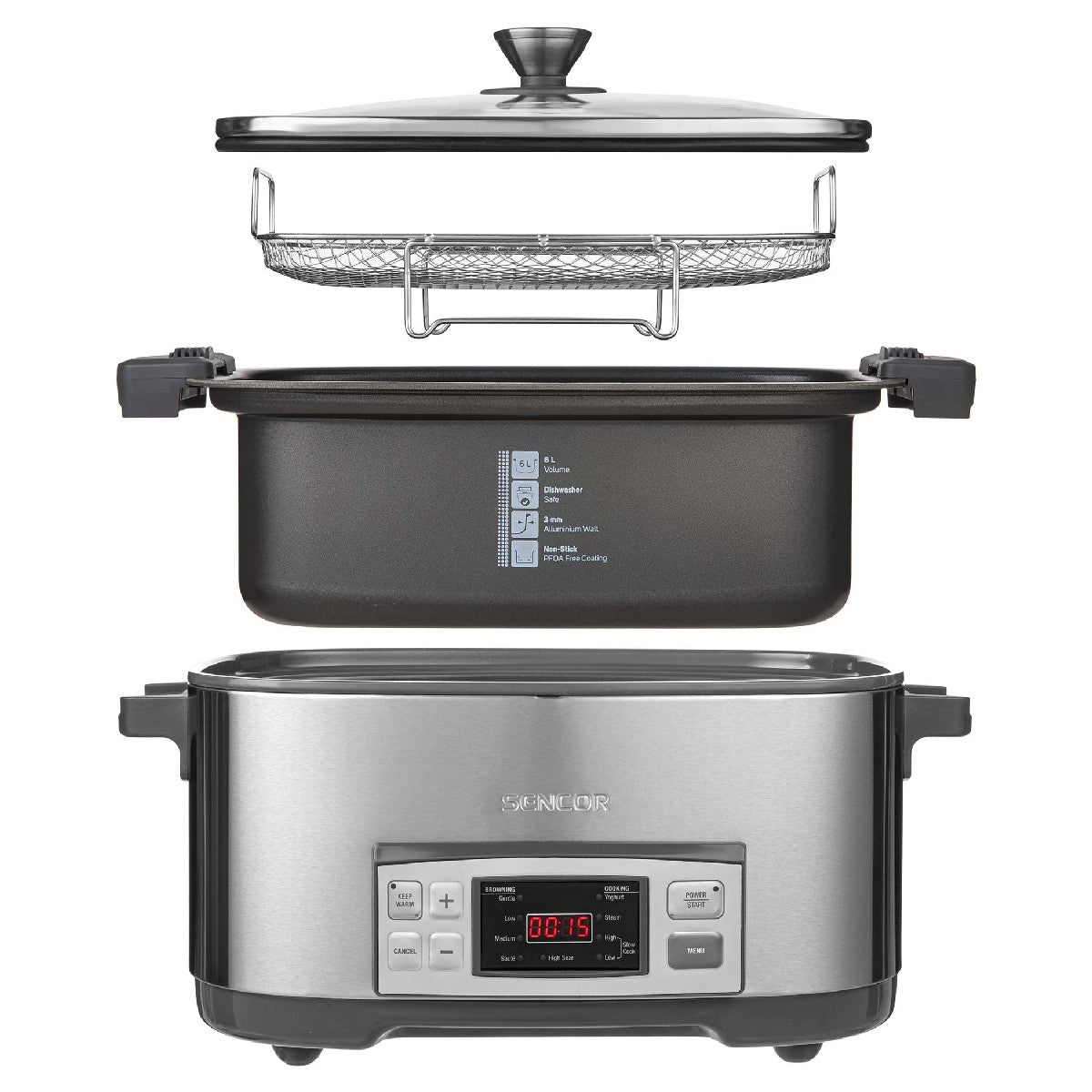 Ηλεκτρική Γάστρα με Χωρητικότητα 6lt 1350W Sencor SPR 5500SS Ασημί
