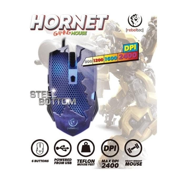 Rebeltec Hornet Ποντίκι Gaming με Κουμπία & 4 Χρώματα USB
