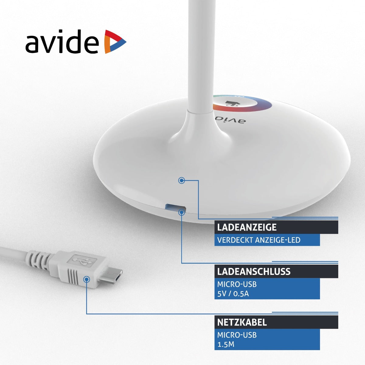 Avide LED Φωτιστικό Γραφείου RGB Λευκό 4W