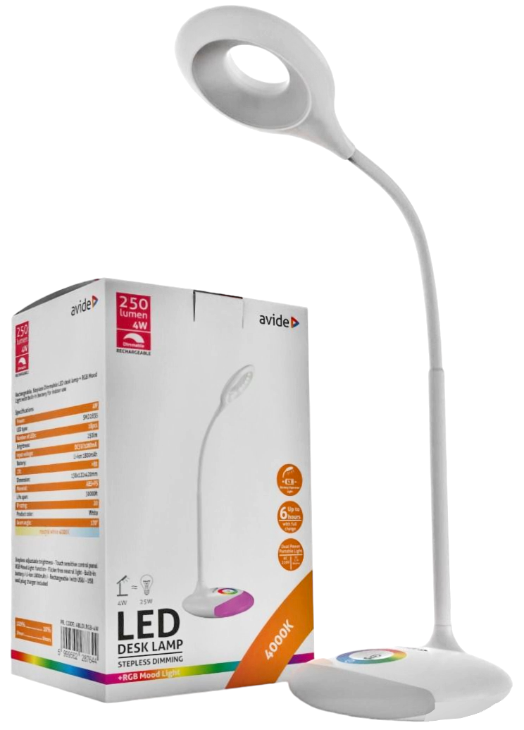 Avide LED Φωτιστικό Γραφείου RGB Λευκό 4W