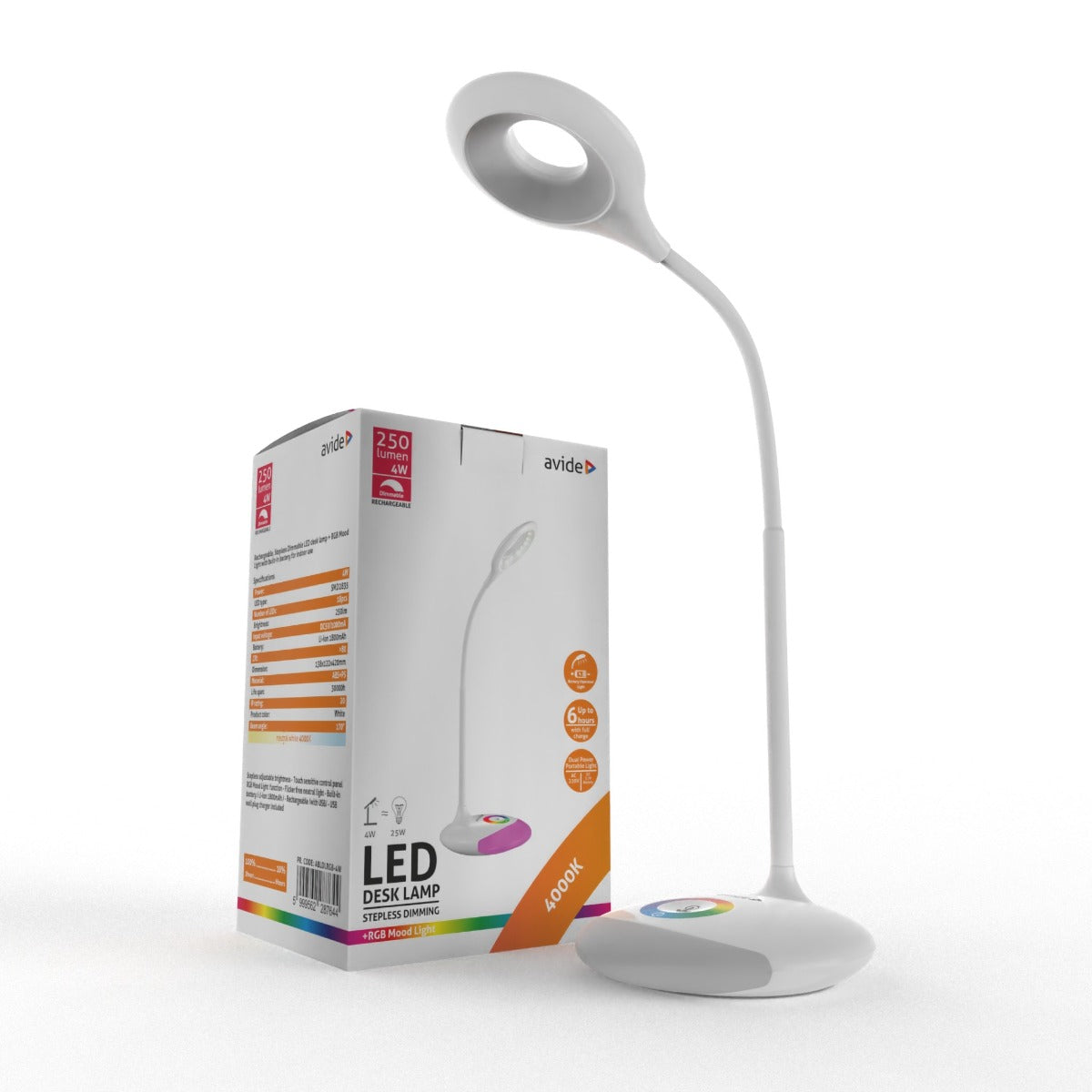 Avide LED Φωτιστικό Γραφείου RGB Λευκό 4W