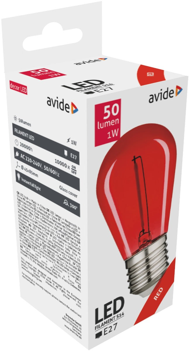 Avide LED Decorative Lamp Filament 0.6W E27 Red