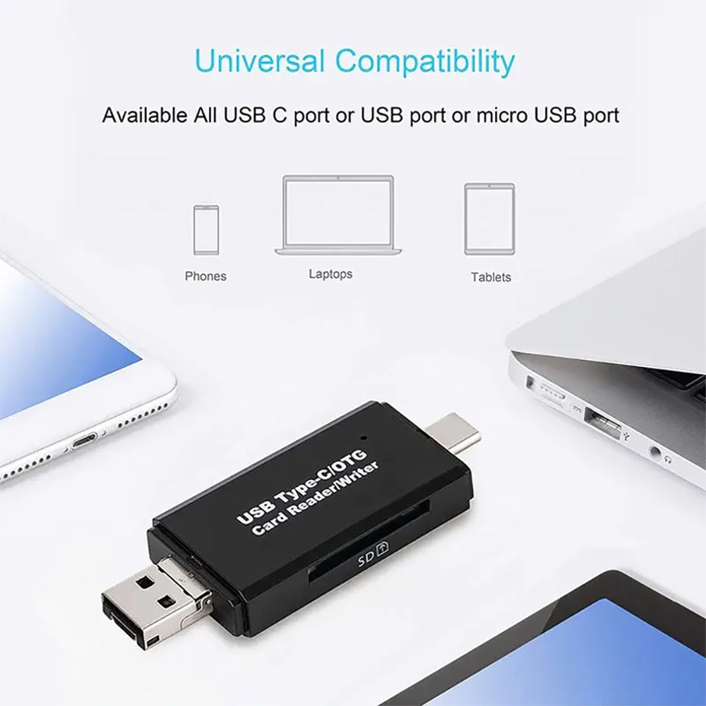 Card Reader 4 σε 1 Micro+2.0 A & Type C & Lightning