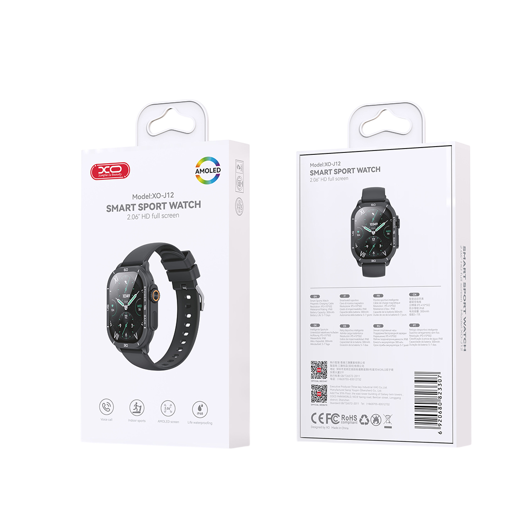 XO J12 Αθλητικό Smartwatch Ανθρακί