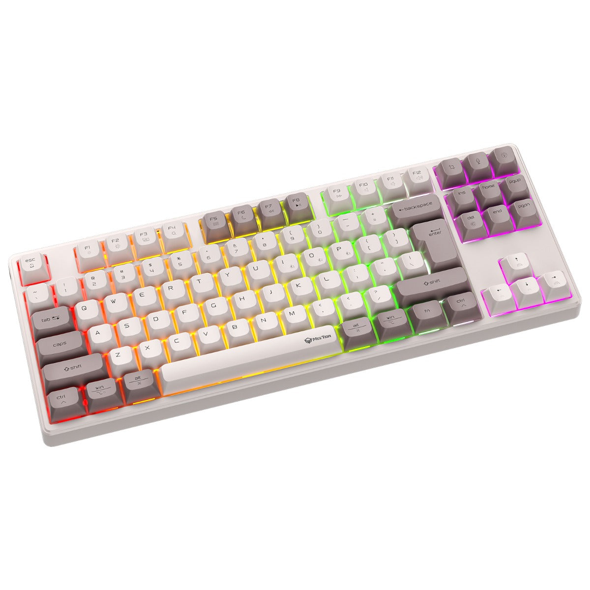 Meetion MT-MK14 Μηχανικό Πληκτρολόγιο Gaming Ενσύρματο & Ασύρματο με Bluetooth και 2.4G RGB Λευκό US