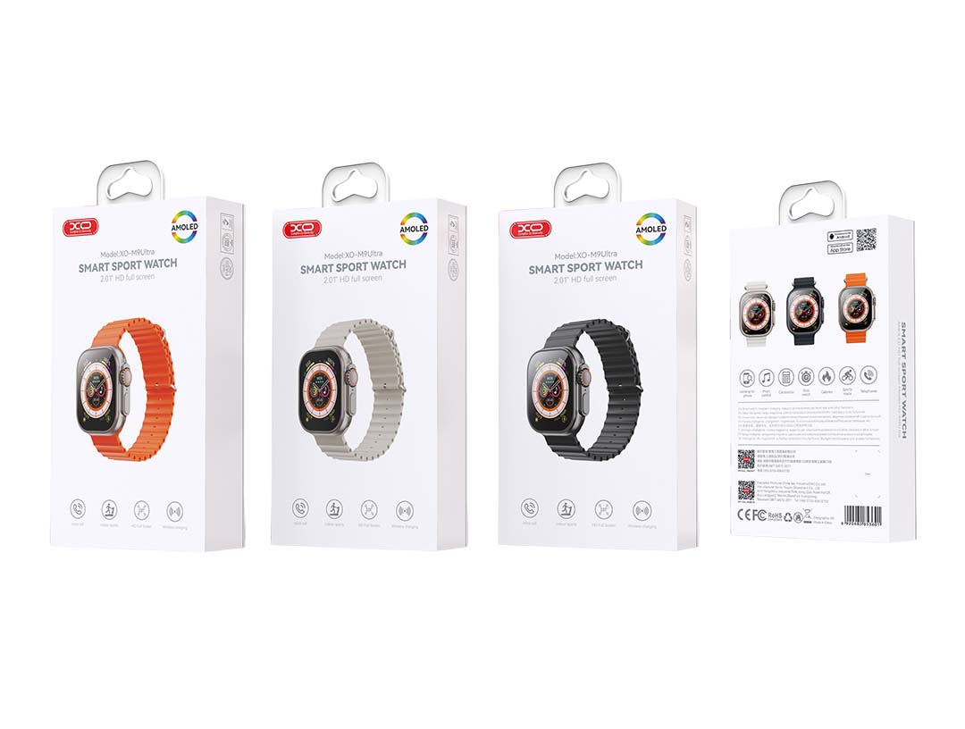 XO M9 Ultra Αθλητικό Smartwatch Κλήσης με Ασύρματη Φόρτιση (Πορτοκαλί)