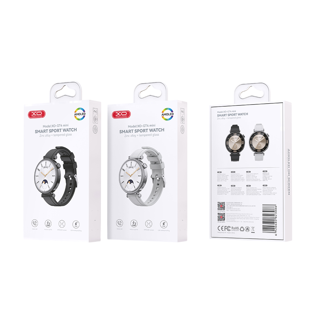 XO GT4 mini Αθλητικό Smartwatch AMOLED Μαύρο