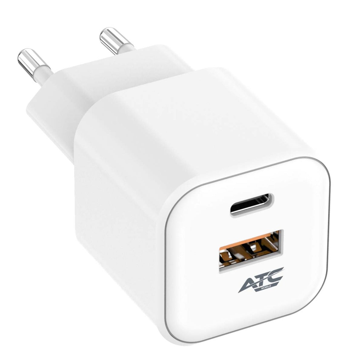 ATC-CHF15 Φορτιστής GaN Ταχείας Φόρτισης με 2 Θύρες USB-A & Type-C 20W