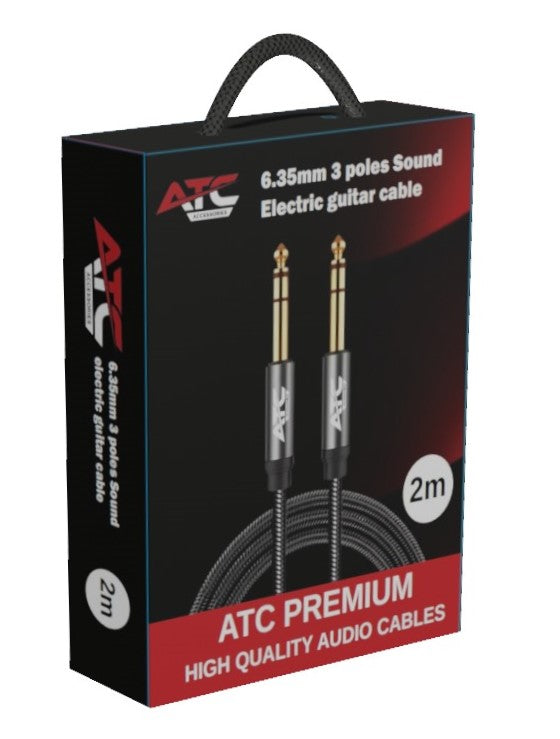 Καλώδιο ATC 6.35 ST / 6.35 ST 3 πόλων για ηλεκτρική κιθάρα 2.0m