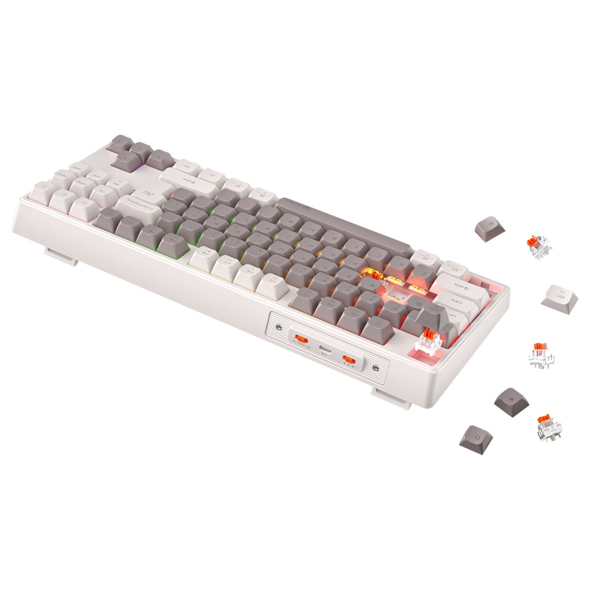 Meetion MT-MK14 Μηχανικό Πληκτρολόγιο Gaming Ενσύρματο & Ασύρματο με Bluetooth και 2.4G RGB Λευκό US