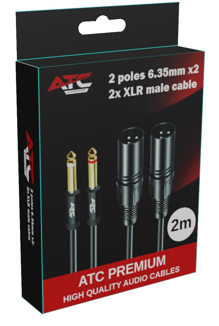Καλώδιο Jack 2 πόλων 6.35mm x 2 - 2x XLR αρσενικό